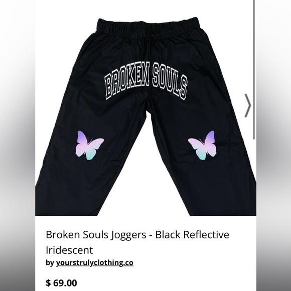 broken soul iridescent butterfly sweatpants - Picture 2 of 5